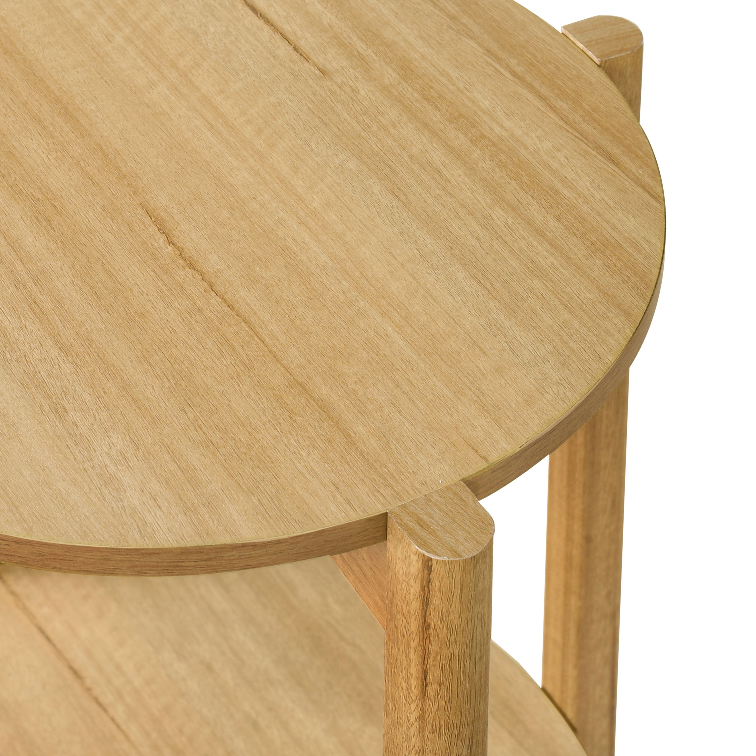 Furniture of America Afra Modern Wood Round End Table with Open Bottom Shelf, Natural