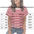 thumbnail image 2 of YanHoo Short Sleeve Summer Tops for Women Casual Cap Sleeve Tshirts Striped Printed Business Dressy Spring Shirts Crew Neck Work Blouse Red,L, 2 of 6