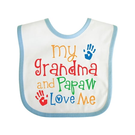 

Inktastic Grandma and Papaw Love Me Grandson Gift Baby Boy or Baby Girl Bib