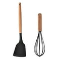 thumbnail image 1 of Juego de utensilios de cocina de silicona de cocina de 2 piezas, herramientas de cocina con mango de madera, 1 of 5