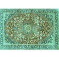 thumbnail image 1 of Ahgly Company Indoor Rectangle Medallion Turquoise Blue Traditional Area Rugs, 3' x 5', 1 of 4