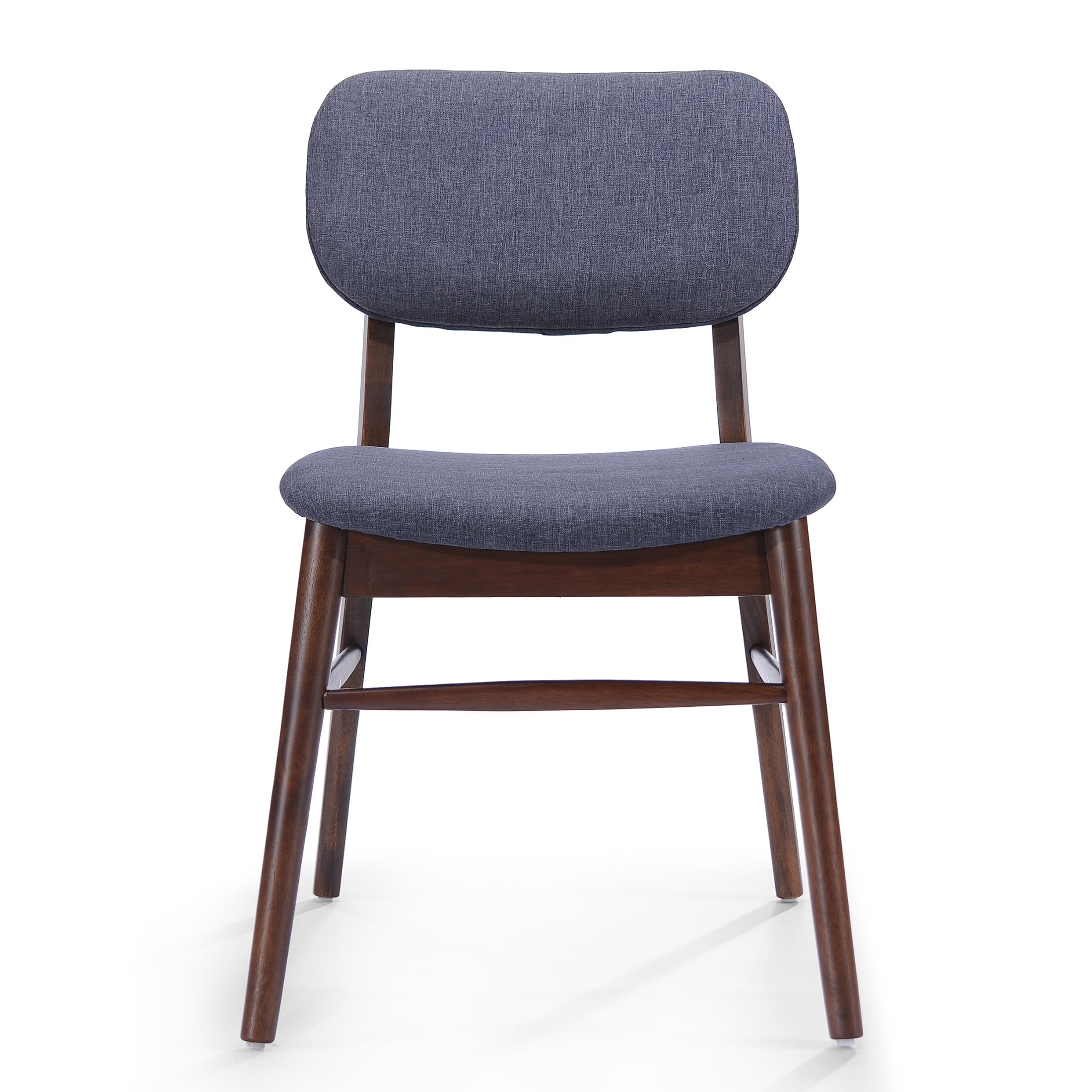 Dining Chairs Set of 2, Rubberwood Chairs with Upholstered Seat for Living Room, Dining Room, Walnut + Charcoal