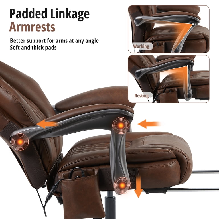 6-Point Massage Office Chair with Lumbar Support, Reclining 