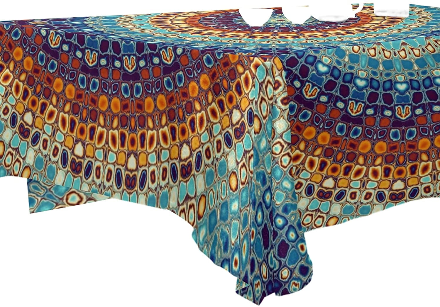 xigua Bohemia Mandala Tablecloth Durable Rectangle Tablecloths Waterproof Square Table Cloth Stain Resistant Table Cover for Outdoor Picnic Restaurant Home Decoration 54 x 72 Inch
