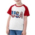 thumbnail image 2 of MKOSPLRT Chandails USA Tout-Petits Chandails Drapeau Américain Manches Courtes T-Shirts Raglan à Blocs de Couleur Col Rond T-Shirts Jour de l'Indépendance Chandails de Rentrée, 2 of 7
