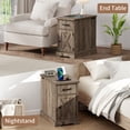 thumbnail image 6 of Hommpa Farmhouse End Tables With Charging Station For Living Room, Narrow Sofa Side Table With Storage For Small Spaces, Nightstand Bedside Table With Barn Door For Bedroom, Light Ivory, 6 of 9