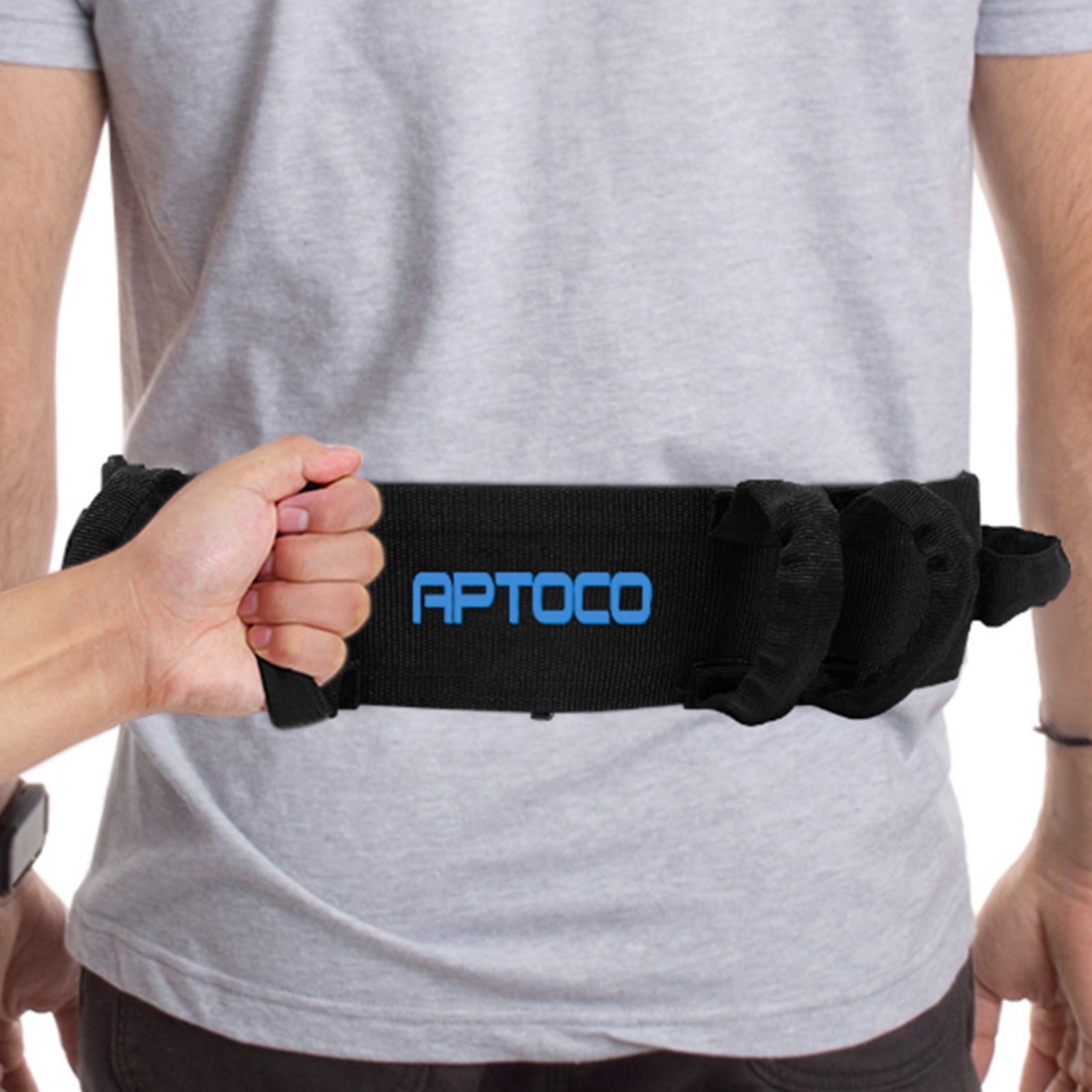 Aptoco Transfer Belt for Lifting Seniors Patiens, Transfer Gait Belt with 6 Handles Help Standing Up Durable Buckle Nursing Safety Gait Assist Device
