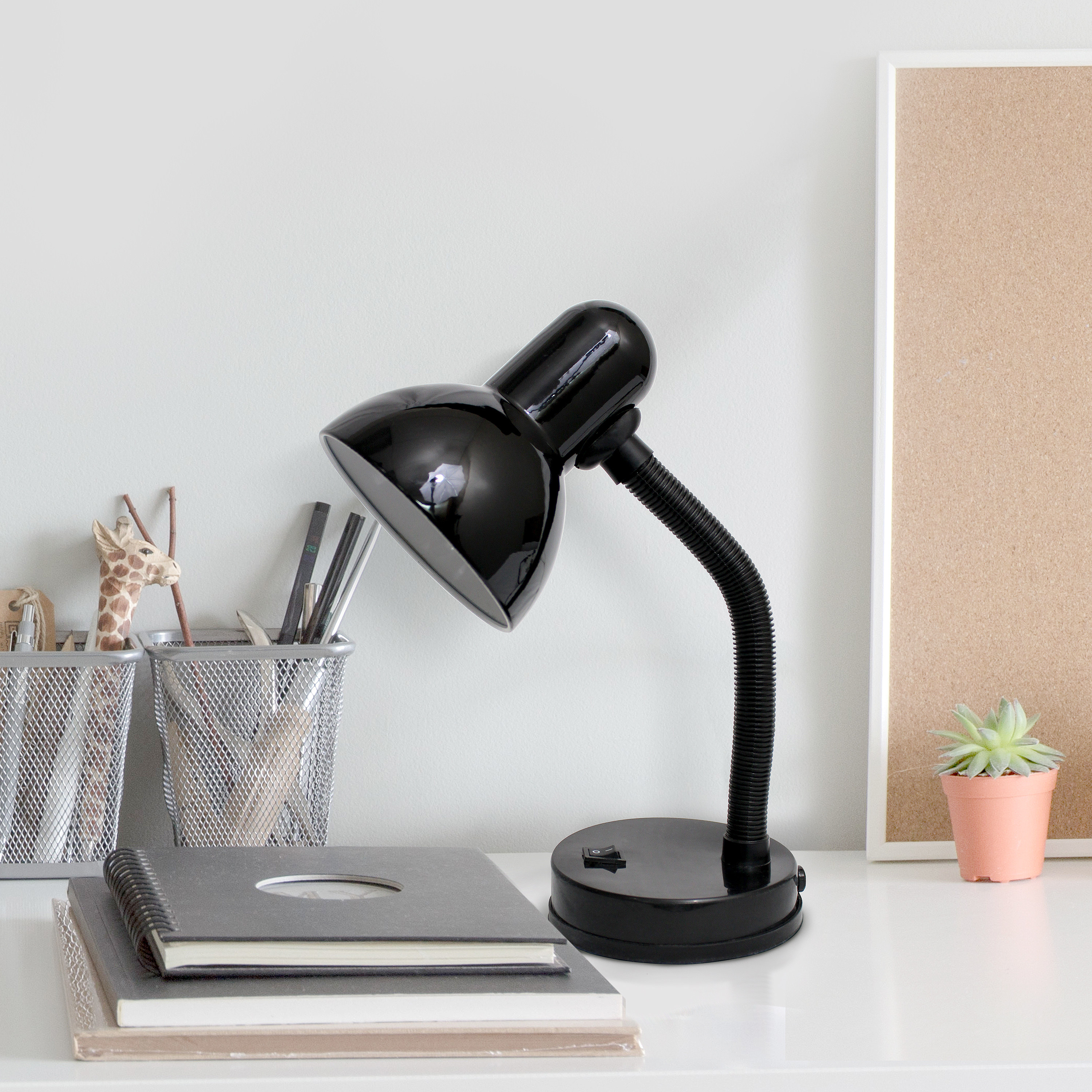 Simple Designs 14.25" Basic Metal Desk Lamp with Flexible Hose Neck, Black - image 5 of 13