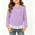 thumbnail image 2 of ATOGUTA Girls Long Sleeve Shirts Casual Long Sleeve T Shirts Kids Crewneck Tops Fashion Tees Size 0-12, Purple, 2 of 6