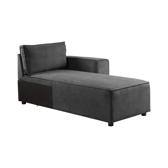 Silvester Modular Chaise with 2 Pillows in Gray Fabric