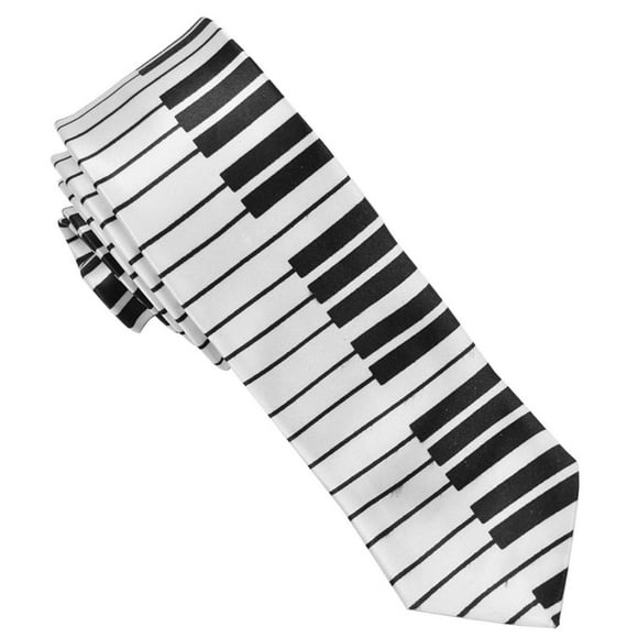 Cravate Décontractée pour Hommes, Coxeer Boys Piano Tie Nouveauté Cravate (Clé Blanche)
