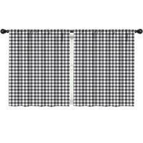 Blackout Kids Curtains,Black White Gingham Checkered Pattern Childrens Insulated Curtains Set Of 2,Bedroom Essentials,Toddler Room Decor 52"x63"