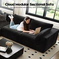 thumbnail image 4 of 157.5" 4-Seater Cloud Sofa,Modular Sectional Couch,Modern Deep Seat Upholstered Couches with Plush Corduroy Fabric for Living Room Furniture,Bedroom and Apartment,No Assembly Required,Black, 4 of 6