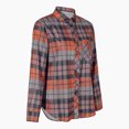 thumbnail image 4 of Plaid Shirts for Women Long Sleeve Button Down Collared Blouses Lightweight Cardigan Casual Fall Tops, Orange S, 4 of 5