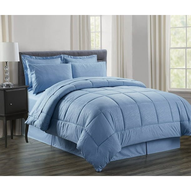 Silky Soft BedinaBag 8Piece Comforter Set HypoAllergenic Full/Queen, Light Blue