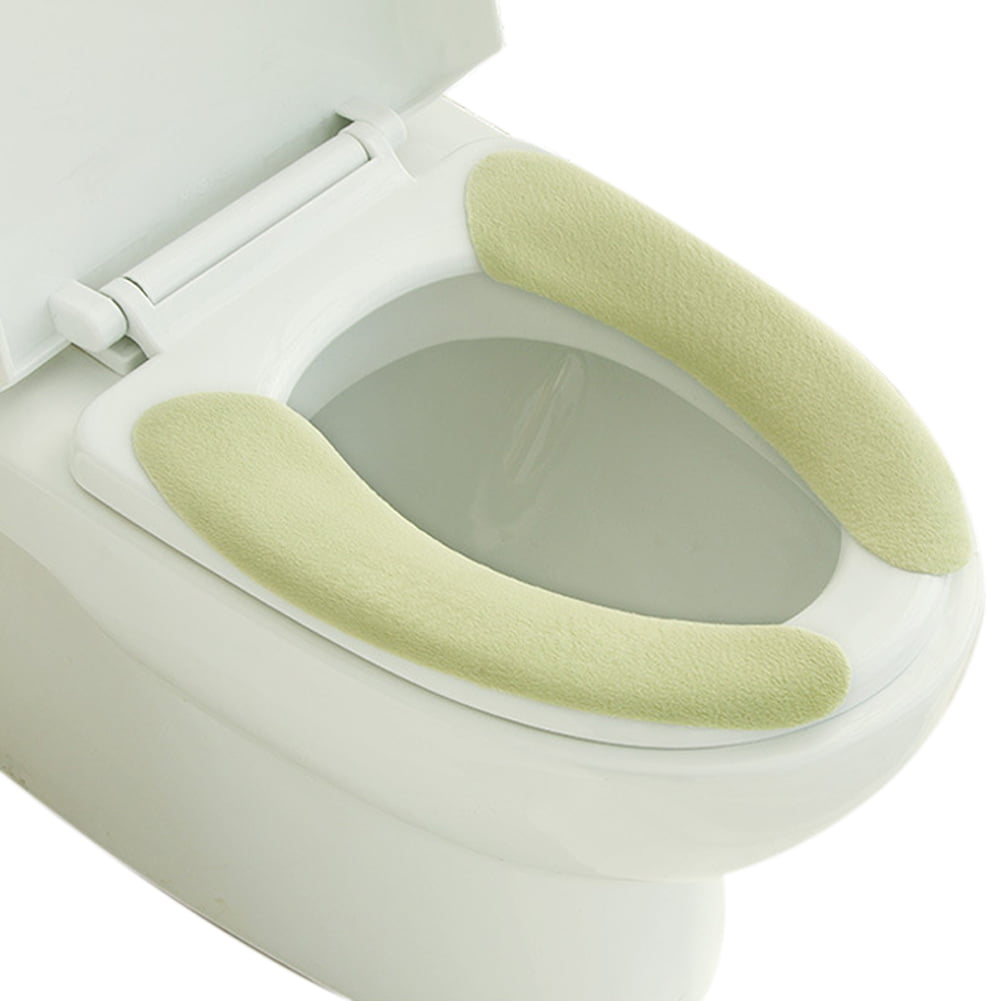 Toilet Seat Warmer Cover Adult Padded Cushion Reusable Toilet Seat Pad Winter Bathroom Warmer Washable Adhesive Cloth 1Pair Random Styles 