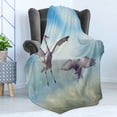 thumbnail image 4 of Cranes Soft Flannel Fleece Throw Blanket, Sandhill Birds in Florida Wetlands Exotic Beach Spouse Digital Art, Cozy Plush for Indoor and Outdoor Use, 60" x 80", Azure Blue Purple Grey, by Ambesonne, 4 of 5