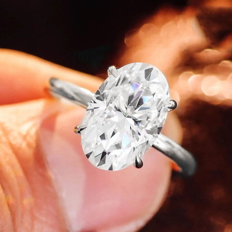 solitaire jewels 3.75CT Oval Moissanite Solitaire Engagement Ring For Women, 10K White Gold