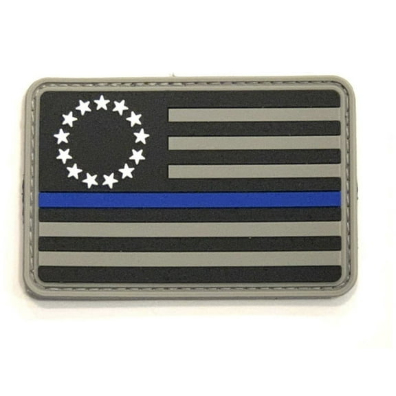 Betsy Ross USA Thin Blue Line Morale Patch Hook & Loop PVC