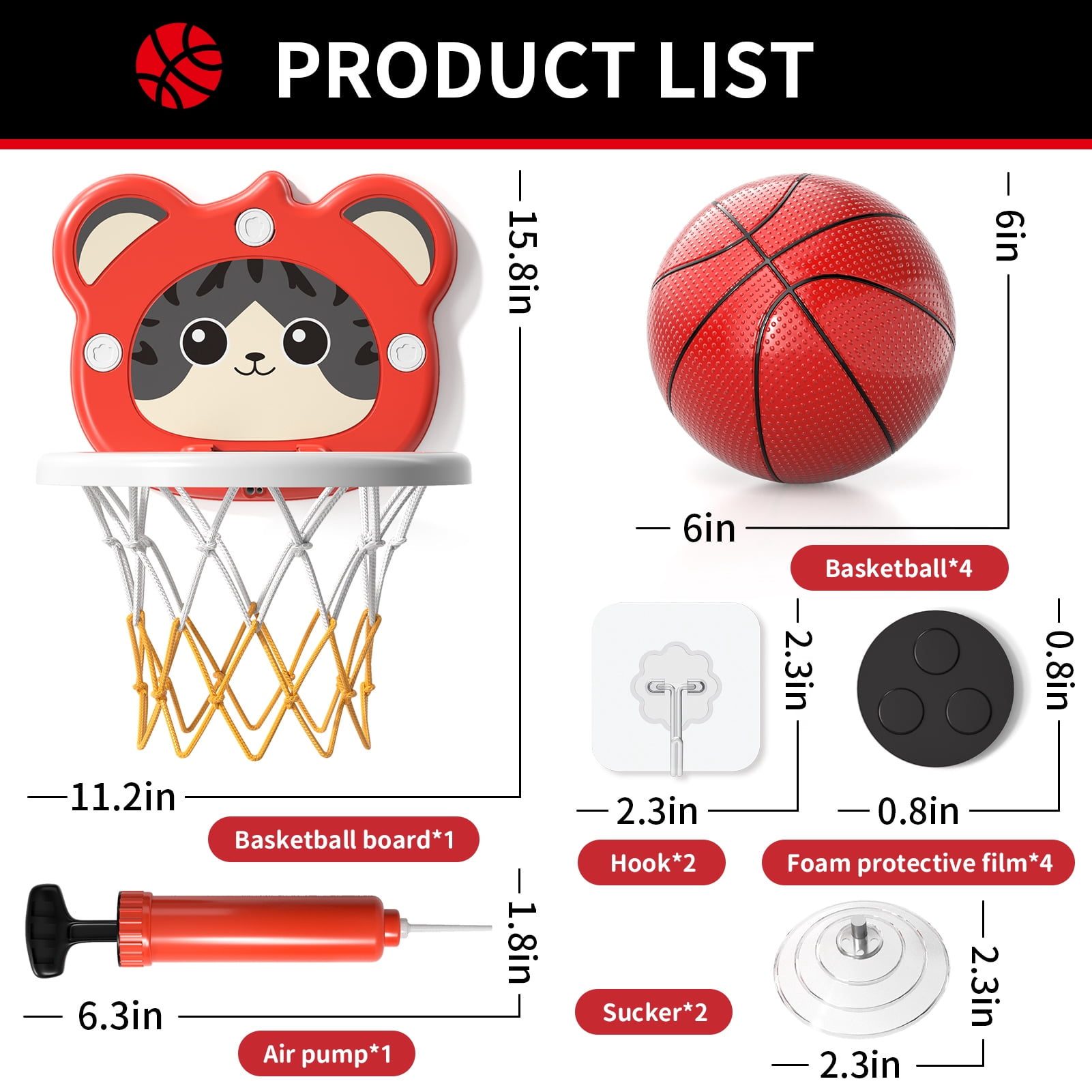 MAVOLIO Toddler Basketball Hoop, Mini Indoor Kids Hoop with 4 Balls, Portable Adjustable Height Backboard, Ideal Gift for 3-8 Year Old Boys Girls