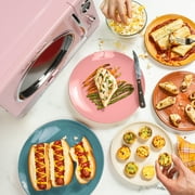 Nostalgia 0.9 cu ft Retro Microwave Oven, 800W Countertop Microwave Oven with Digital Clock, Pink
