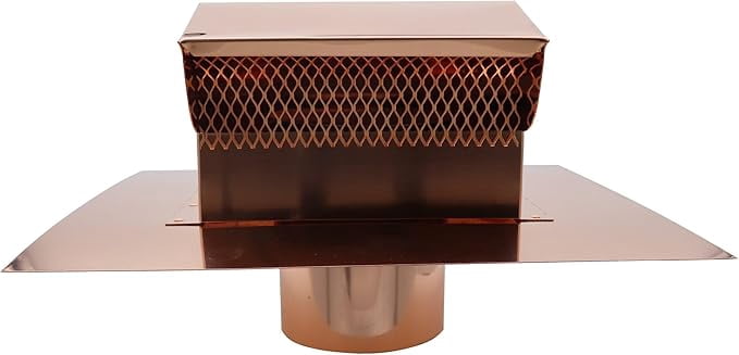 Copper Rooftop Exhaust Vent Cap with Damper and Bottom Extension (4 Inch)