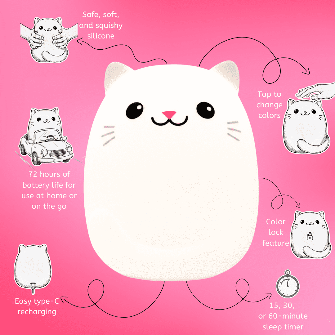 LumiPets&reg; Clive the Cat- Children's Touch Night Light