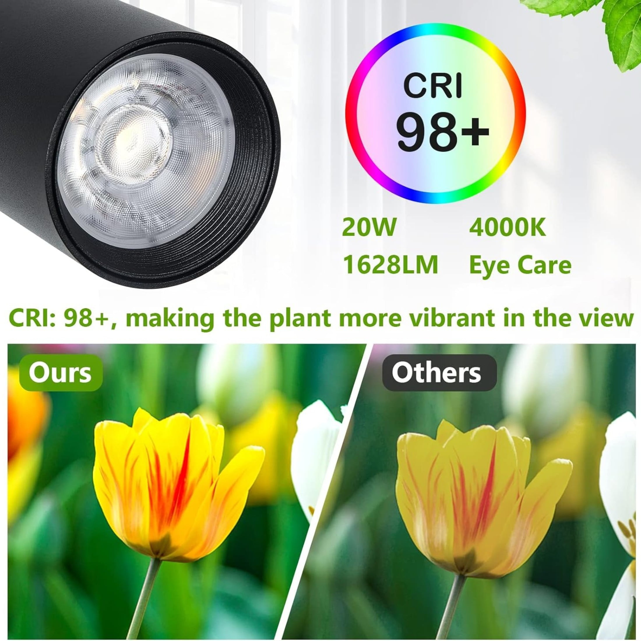 Noble House Full-Spectrum Grow Light Stand, Tall Plant Light for Indoor Growing, Led Growth Floor Lamp, Black