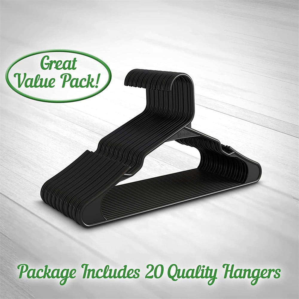 Plastic Hangers 40 Pack Durable Clothes Hanger with Hooks Space Saving Hangers are Perfect for Use in Any Closet Light-Weight Clothes Hangers Plastic for Everyday Use Black