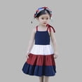 thumbnail image 6 of REDARER Toddler Girls Tiered Dress with Bow Straps & Matching Headband 4th of July Patriotic Outfit,4-5 Years, 6 of 9