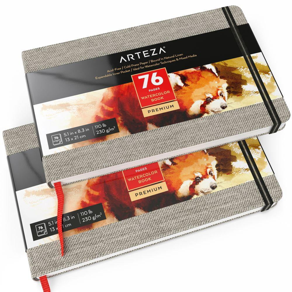 Arteza 5.1" x 8.3" Hardcover Watercolor Paper Pad, 38 Sheets, Set of 2