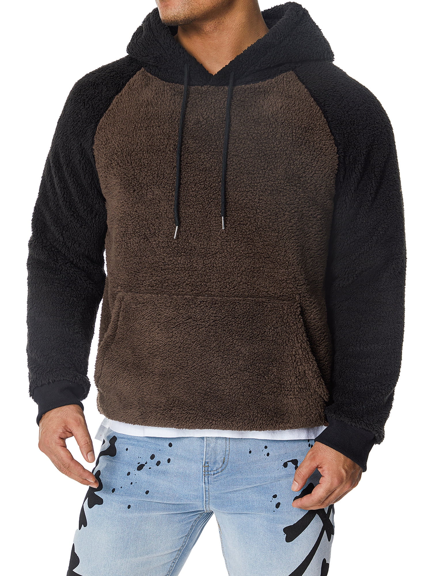 Heavyweight Hoodie Winter Casual Hooded Sweatshirt Long Sleeve Drawstring with Pockets Men's Fleece Pullover Hoodie 