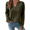 thumbnail image 2 of fatyb Womens V Neck Sweatshirts Long Sleeve Lightweight Casual Loose Pullover Tops Activewear for Women, 2 of 7