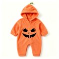 thumbnail image 3 of RMGVDSD Baby Boys Halloween Outfit Pumpkin Romper Orange Zipper One-Piece Hooded Jumpsuit Cute Toddler Holiday Clothes Trendy Boys Clothes, 3 of 5