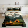 thumbnail image 2 of Manfei Jungle Campfire Tents Queen Comforter Set 3 Pieces,Happy Camping Comforter Sets Queen,Green Brown,1 Comforter and 2 Pillowcases,Reversible, 2 of 6