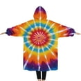 thumbnail image 2 of Oversized Wearable Blanket Hoodie,Rainbow Tie Dye Sunburst Sherpa Blanket Hoodie with Super Pockets,Super Warm Fuzzy Pullover for Women & Men, 2 of 6