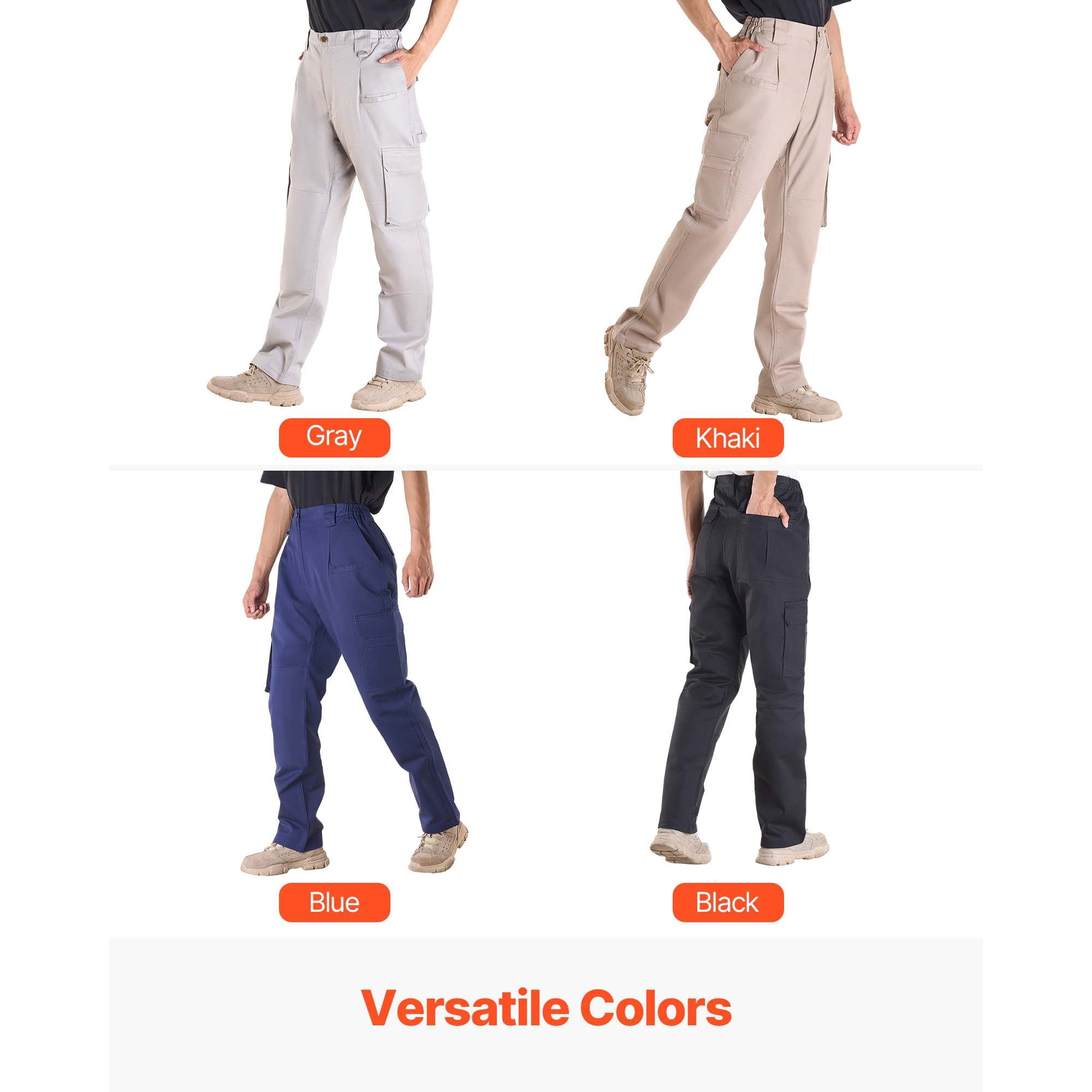 Flame Resistant Cargo Pants for Men, 9oz FR Cotton Twill with NFPA 2112, Elastic Waistband with Belt Loops, 9 Utility Pockets, Breathable, Machine Washable