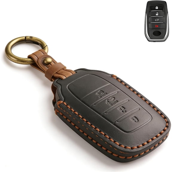 Key Fob Cover Compatible with Toyota Land Cruiser Venza RAV4 Corolla Grand Highlander Tundra Crown Tacoma Camry 2019-2026 4 Button Keychain Case Holder Protector,Black