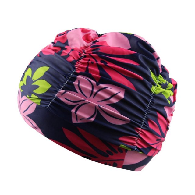 Gorro de baño de gran tamaño para mujer, para cabello largo y corto, para piscina, aguas termales, moda Joker, gorro de baño de tela con protección para los oídos