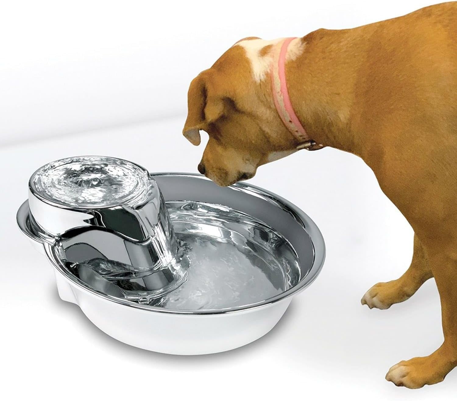 Stainless Steel Pet Fountain with Raindrop Design, 60oz Capacity