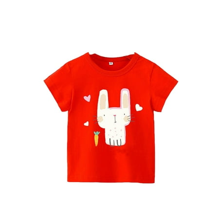 

CNGELG Girls Easter Carrot Rabbit Cartoon Tops 1 To 7 Years Old Baby Girls Top T Shirt