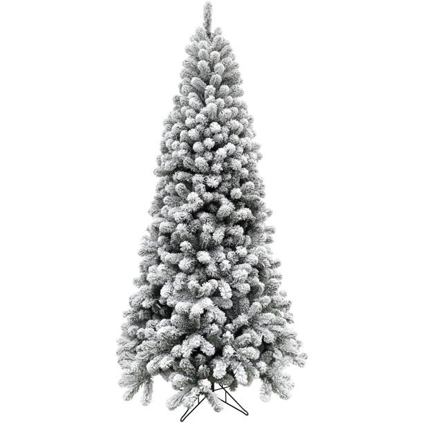 Fraser Hill Farm 7.5Ft. Flocked Alaskan Pine Christmas Tree Walmart