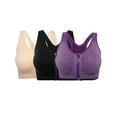 thumbnail image 2 of YouLoveIt Sports Bra for Women, 3-pack Women's Front Zipper Closure Sports Bra Racerback Workout Yoga Sports Bras Workout Bras Zipper Yoga Bras with Removable Pads, 2 of 7