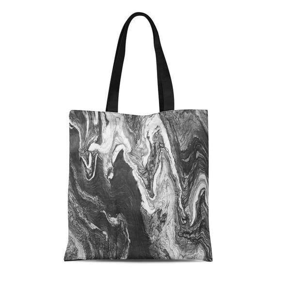 NUDECOR Canvas Tote Bag Granite Marble Layers Gray Stone Slab Grain Rock Industry Durable Reusable Shopping Shoulder Grocery Bag