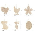 thumbnail image 7 of Cheers US 10Pcs Unfinished Wood Easter Ornaments Craft Kit, Eggs Bunny Chicken Flower Shape Hanging Ornaments with Twine for Easter Party Decorations Craft Supplies and Gift, 7 of 7