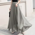 thumbnail image 2 of UJNDER Summer Women's Solid Color Chiffon Skirt High Waist Long Comfortable Maxi Skirt GY1 M, 2 of 8
