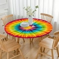 thumbnail image 3 of Colorful Rainbow Tie Dye Spiral Pattern Round Fitted Tablecloth with Elastic Edge,Dining Table Cover Waterproof,Outdoor Round Tablecloth for Camping,Dining,Indoor and Outdoor, 3 of 7