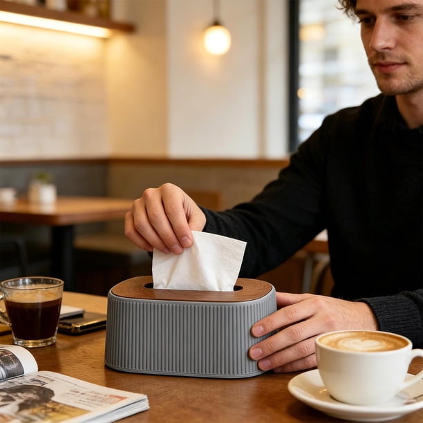 Desktop Tissue Box And Household Living Room Dispenser For Facial Tissues And Napkin Storage