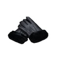 thumbnail image 2 of Men's Faux Leather Winter Driving Gloves with Faux Fur Cuff Lining, Black, 2 of 4