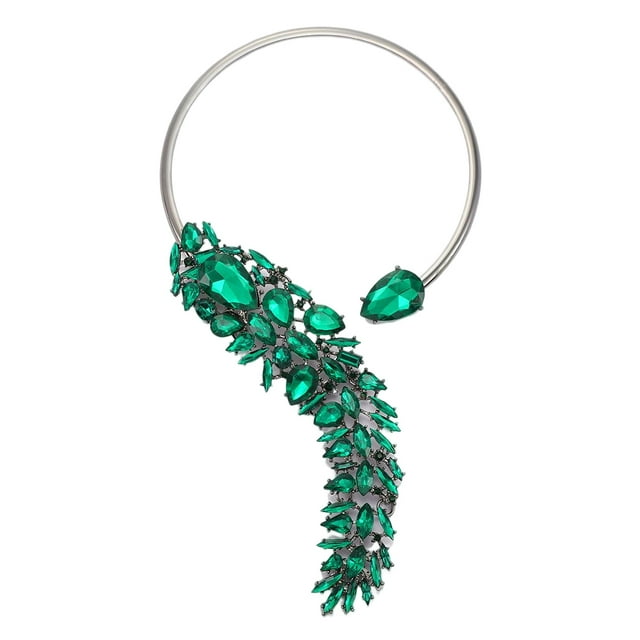 Youkk Femmes Col Partie Décoratif Choker Strass Collier Mode Bijoux à la Mode Dressing Cou Décoration Portable Blanc Vert